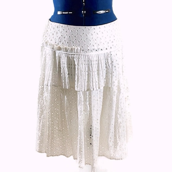 Lane Bryant Ruffled White Eyelet Lace Skirt - Picture 2 of 11